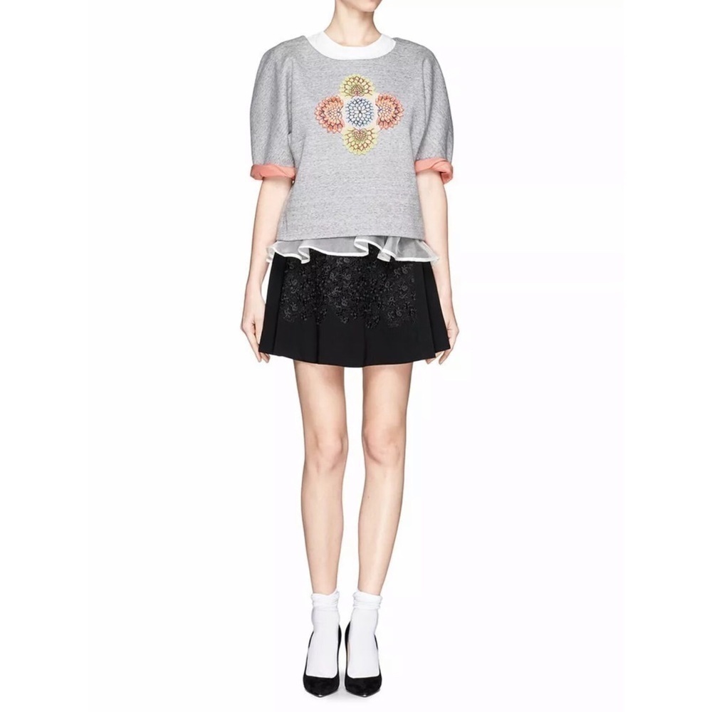 Opening Ceremony Elias Gray Floral Embroidered Boxy Sweatshirt Medium